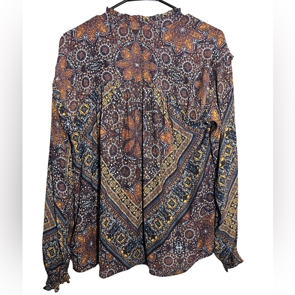 Free People Little Runaway Geometric Medallion Print Top S/P Keyhole Neck - Picture 4 of 5